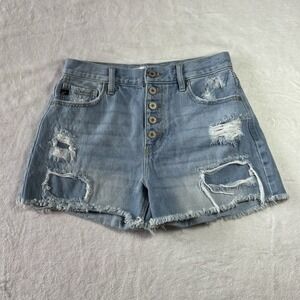 KanCan Women's Shorts Medium Wash Distressed Button fly Size 5/26 High Rise